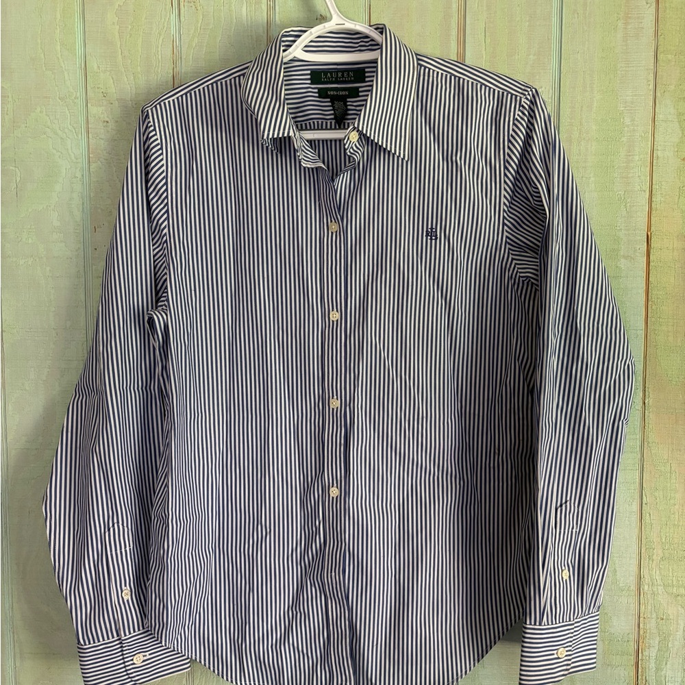 Ralph Lauren Men's Black and White Striped Shirt